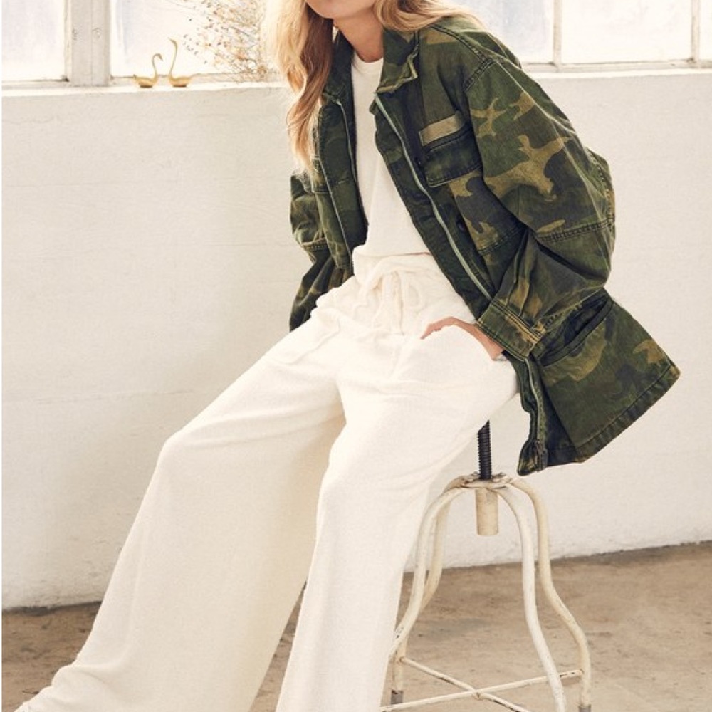 Free People green camo print utility jacket